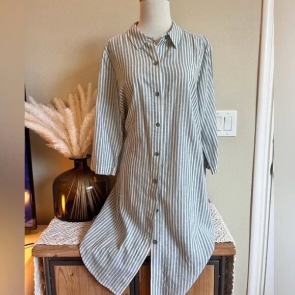 Eileen Fisher Dresses & Skirts - Eileen Fisher Striped Button-Front Dress | Organic cotton + Hemp